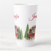 Tasse Latte Remorque de Noël Camper Scène rustique (Devant)