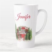 Tasse Latte Remorque de Noël Camper Scène rustique (Droite)