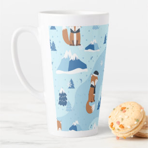 Tasse Latte Renards hivernaux givrés