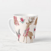 Tasse Latte Rennes adorables, oiseaux, fleurs (Angle gauche)
