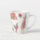 Tasse Latte Rennes adorables, oiseaux, fleurs (Droite)