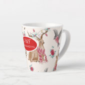 Tasse Latte Rennes, Oiseaux, Fleurs (Angle droit)