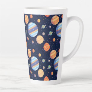 Tasse Latte Représentation artistique colorée des planètes et