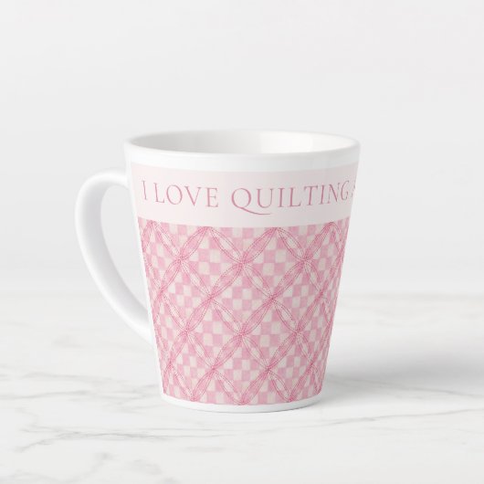 Tasse Latte REQUÊTE EN COCHETTE EN COUPE + Texte / Broussailla (Angle gauche)