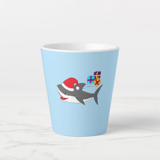 Tasse Latte Requin de Noël (Devant)