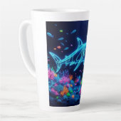 Tasse Latte Requin néon coloré (Angle gauche)