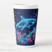 Tasse Latte Requin néon coloré (Devant)