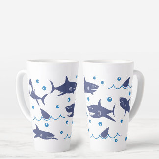 Tasse Latte Requins et vagues Amateurs de requins