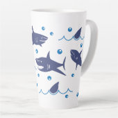 Tasse Latte Requins et vagues Amateurs de requins (Angle droit)