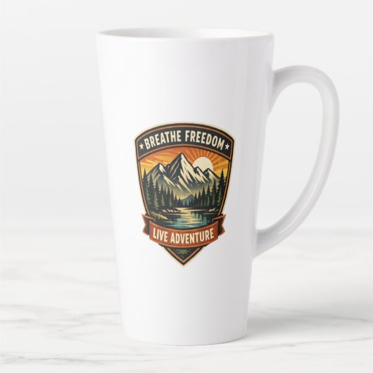 Tasse Latte Respirez la liberté, vivez l'aventure (Droite)