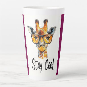 Tasse Latte Restez Cool - Illustration de girafe avec lunettes