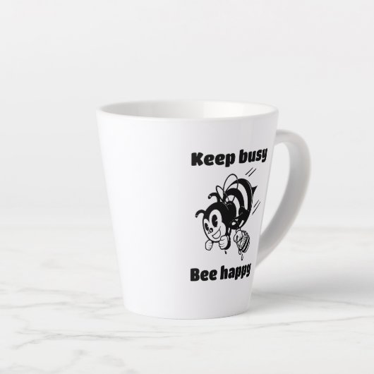 Tasse Latte Restez Occupé Soyez Heureux Occupé Bee Motivationa (Angle droit)