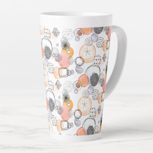 Tasse Latte Résumé moderne Joli Motif Doodle rose (Angle droit)