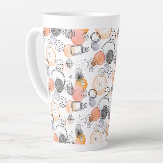 Tasse Latte Résumé moderne Joli Motif Doodle rose (Angle gauche)