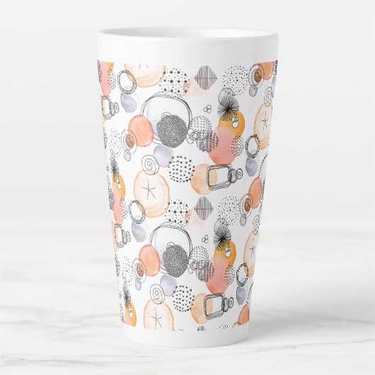 Tasse Latte Résumé moderne Joli Motif Doodle rose (Devant)