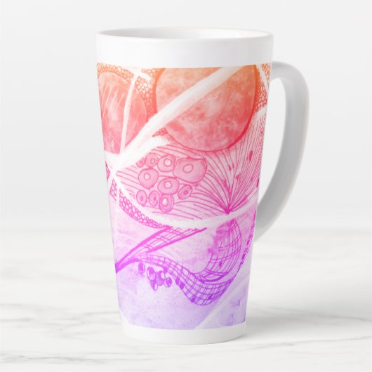 Tasse Latte Résumé moderne Planètes noires et roses Espace (Angle droit)