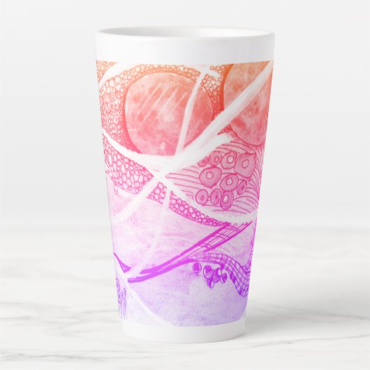 Tasse Latte Résumé moderne Planètes noires et roses Espace (Devant)