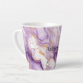 Tasse Latte Résumé Or Blanc Violet (Angle gauche)