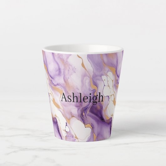 Tasse Latte Résumé Or Blanc Violet (Devant)