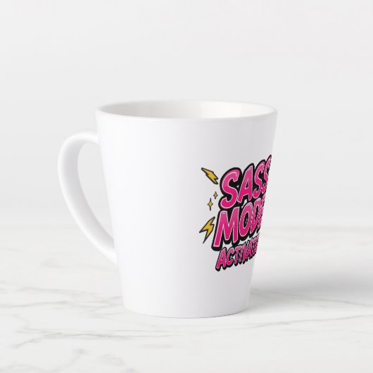 Tasse Latte Retro 90s "Sass Mode Activated" (Angle gauche)