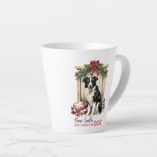 Tasse Latte Rétro cher Père Noël n'oubliez pas le chien Noël (Angle droit)