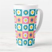 Tasse Latte Retro Cute colorful Pastel Flowers Pattern (Angle droit)