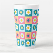 Tasse Latte Retro Cute colorful Pastel Flowers Pattern (Devant)