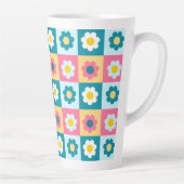 Tasse Latte Retro Cute colorful Pastel Flowers Pattern (Droite)