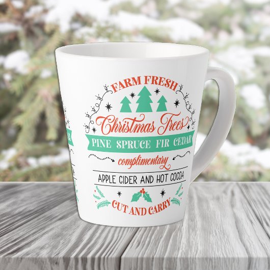 Tasse Latte Retro frais coupe arbres de Noël Annonce