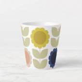 Tasse Latte Retro Groovy Summer Flowers Stems (Devant)