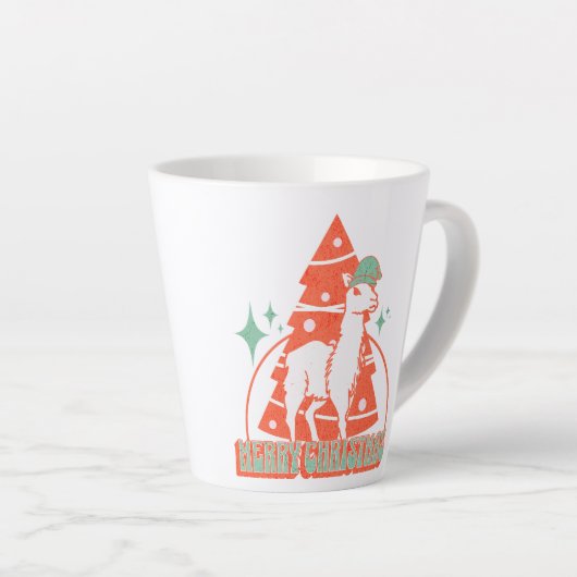 Tasse Latte Retro Llama Alpaca Caractère animal de Noël (Angle droit)