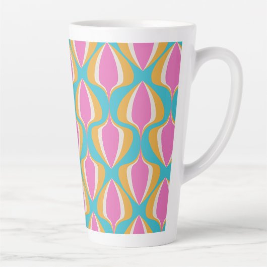 Tasse Latte Retro Ogee Blue Orange Pink (Droite)