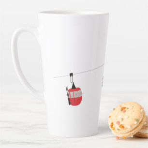 Tasse Latte Retro Red Ski Gondola Lift Personnalisé