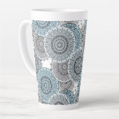 Tasse Latte Rétro, rétro motif, bleu et gris, élégant (Angle gauche)