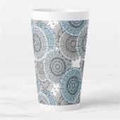 Tasse Latte Rétro, rétro motif, bleu et gris, élégant (Devant)