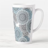 Tasse Latte Rétro, rétro motif, bleu et gris, élégant (Droite)