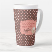 Tasse Latte Retro Rose Brown Polka Point Bon Jours Commencer A (Angle droit)