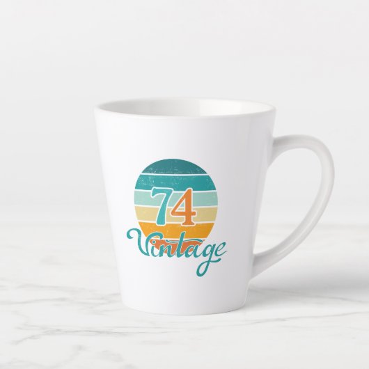 Tasse Latte Retro Sunset 74 Vintage en détresse (Droite)