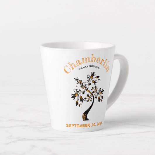 Tasse Latte Retrouvailles en famille Tendance Orange Arbre Flo (Angle droit)
