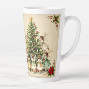 Tasse Latte Réunion de fées de Noël victoriennes