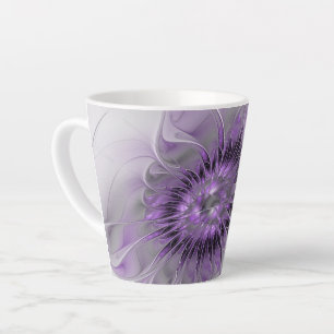 Tasse Latte Rêve de fleur de lavande Art fractal abstrait mode