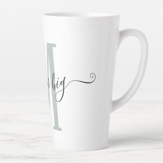 Tasse Latte Rêve de positivité Gros Sage Green Monogramme init (Droite)