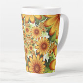 Tasse Latte Rêve Floral, Art Fractal Moderne Abstrait Fleur (Angle droit)