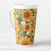 Tasse Latte Rêve Floral, Art Fractal Moderne Abstrait Fleur (Angle gauche)