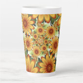 Tasse Latte Rêve Floral, Art Fractal Moderne Abstrait Fleur (Devant)