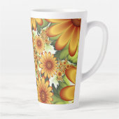 Tasse Latte Rêve Floral, Art Fractal Moderne Abstrait Fleur (Droite)