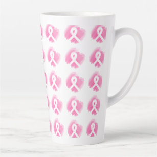 Tasse Latte Ribbon de sensibilisation au cancer du sein Aquare