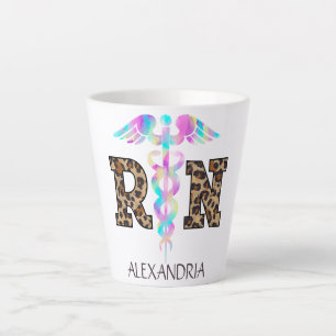 Tasse Latte "RN" en Empreinte de léopard - Logo Médicale color