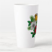 Tasse Latte Robin rouge sur décoration de Noël (Devant)