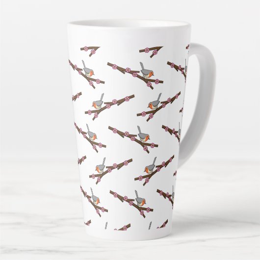 Tasse Latte Robin sur Sakura (Angle droit)
